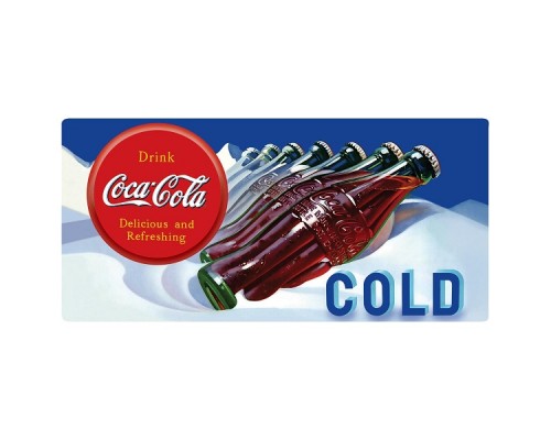 Enseigne Coca-Cola en métal avec relief 3D / Cold